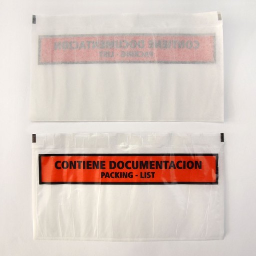 Bolsa ·180x240  ·Contiene documentación Dorso adhesivo ·packing list · bolsas portadocumentos 