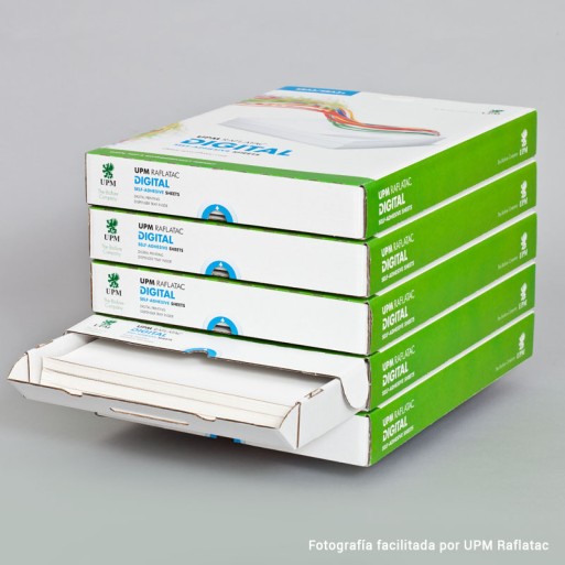 Adhesivo blanco mate JETLASER HS 32x45 Upm Raflatac Digital con corte 70 gms  permanente