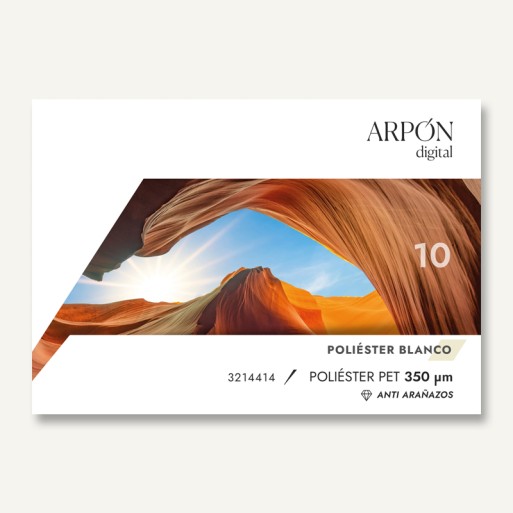 Poliester pet blanco mate anti arañazo dos caras 33x48 ARPON 350 µm 480 gms