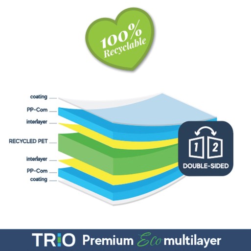 Poliester pet sintético blanco mate TRIO ECO CERTIFICADO ALIMENTARIO 32x46 ARPON 250 µm 255 gms