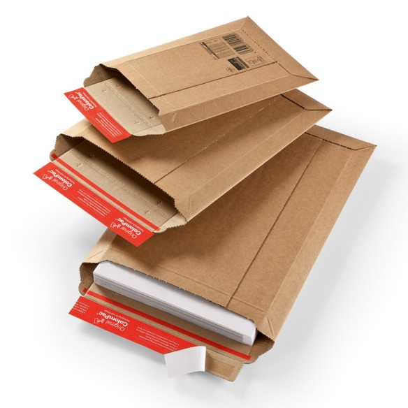 Bolsa 235x340  apertura fácil ColomPac tira silicona cartón corrugado marrón fuelle 35 mm  Bolsa 235x340  apertura fácil ColomPac tira silicona cartón corrugado marrón fuelle 35 mm