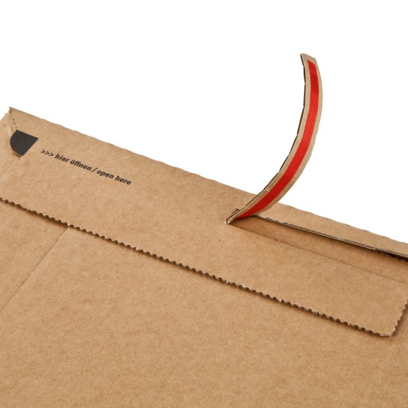 Bolsa 250x340  apertura fácil ColomPac tira silicona cartón corrugado marrón fuelle 50 mm 