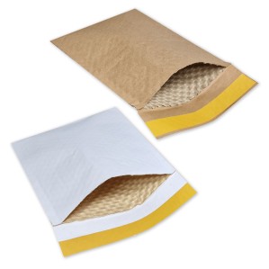 Bolsa 220x265 100 % Papel tira silicona acolchado blanco bicapa: kraft blanco 100gms-interior acolchado burbuja 100 gms 100 gms