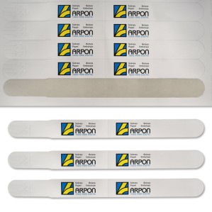 Pliego A4 pulseras pretroqueladas poliester blanco mate 10 puls-hoja. 19 mm. inviolables 21x29.7 120 µm 160 gms 2