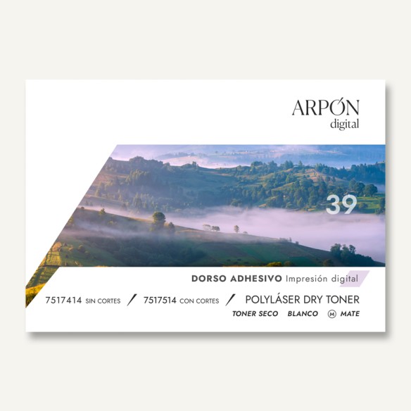 Adhesivo blanco mate fílmico (poliéster) DRY TONER - TONER SECO 32x45 Upm Raflatac Digital con corte 58 µm 78 gms  permanente