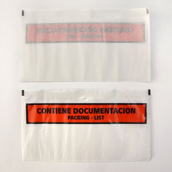 Bolsa 265x330  Contiene documentación Dorso adhesivo packing list  bolsas portadocumentos 